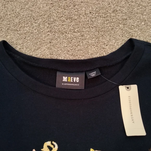 NWT Sz L Anthro Maeve Cropped French Terry Sweatshirt - Picture 8 of 8